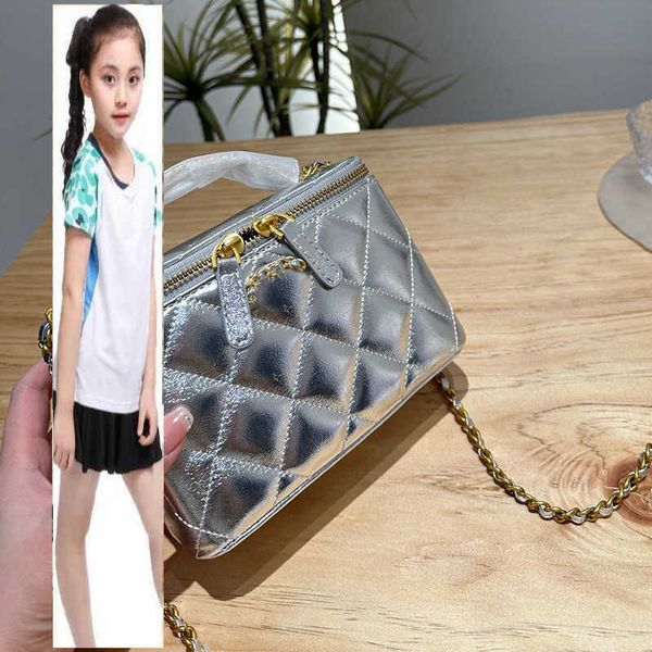 Kids Bags Luxusmarke CC Bag Damen Designer Strass Buchstabe Top Griff Tasche Kosmetische Hülle mit Spiegel Gold Metall Hardware Matelasse Crossbody Schulterkarte h