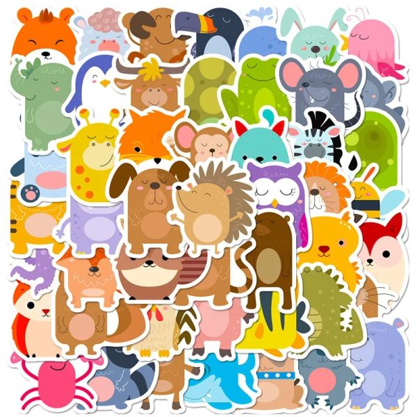 10/30/50pcs Kawaii Round Animal Pvc Decoration Decoration Adesivo estetico per bambini Corea di articoli di cartoleria coreana per bambini