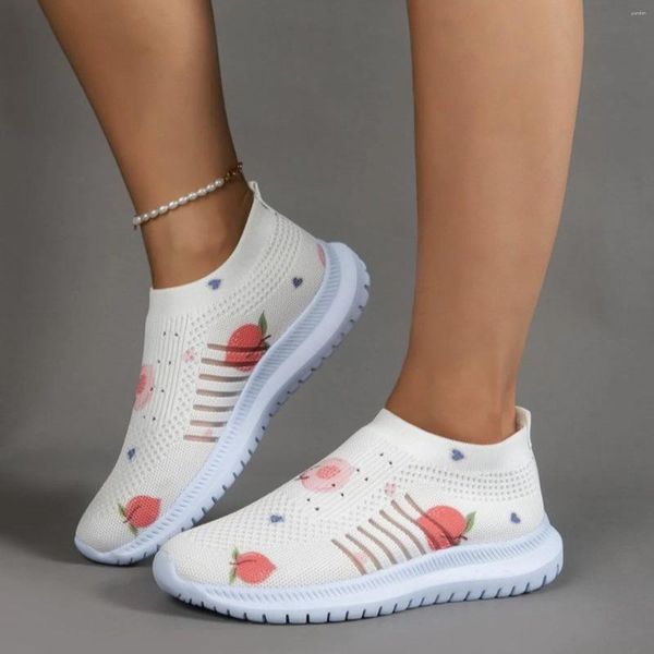 Scarpe casual pesca con stampa da frutta calzini signore sneaker sport mesh sneaker traspirante in corsa leggera Zapatillas de Mujer