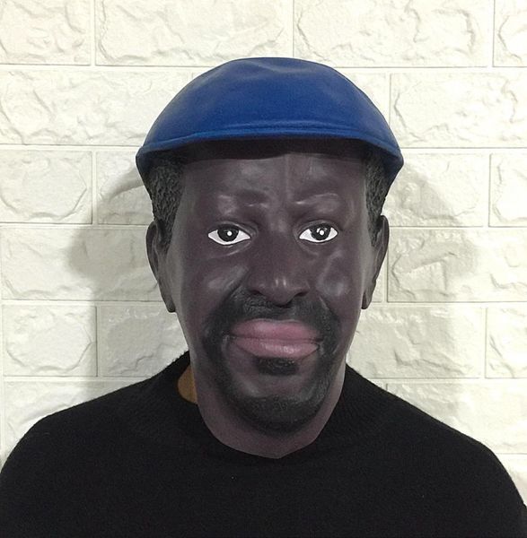 Realistischer schwarzer Mann männlicher Latex Masken -Spitzbart -Bart verkleidet Halloween -Kostümer 5885080