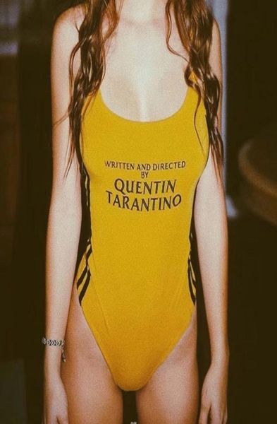 Insta Fashion Quentin Tarantino Print Side Stripe Stripe Bess Желтая боди женщин сексуальные хлопковые вязаные бренды боди женщин Y27426156