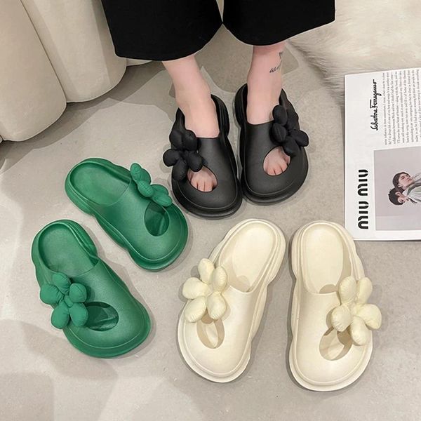 Hausschuhe 2024 Mode Summer Flat Women's Flower Sandals bequeme Nicht-Rutsch-Plattformschuhe Strand Plus Size 41
