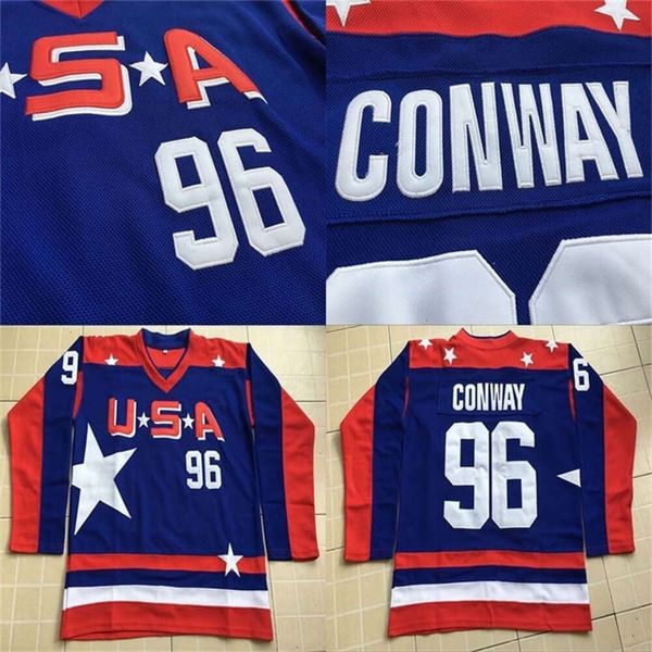 Ceomitness 96 Charlie Conway Jersey 2017 Team USA Mighty Ducks Film Ice Hockey Trikot