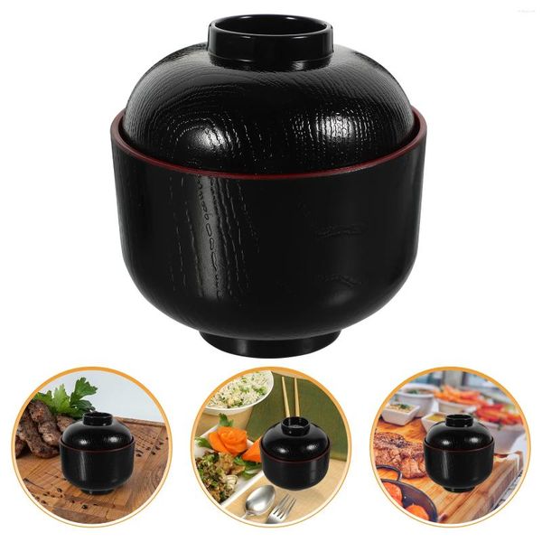 Set di stoviglie ciotole ciotole noodles ramen con coperchi di riso miso giapponese noodle set di piccoli stile che serve plastica per antipasto cinese