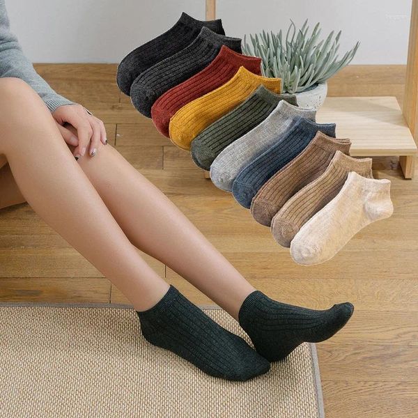 Frauen Socken Baumwolle Kurzmann Crew Knöchel Hochwertige atmungsaktive Sommerkompression lässig modische modische Farbe mit niedriger geschnittener Socke für