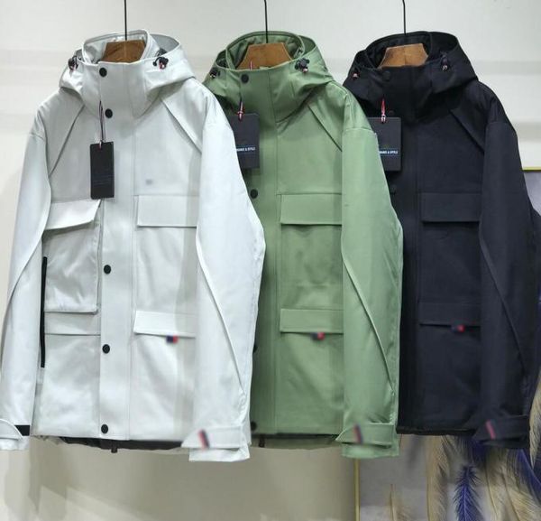 Верхняя мягкая раковина вниз Parkas Men039s Pocket Pocket Higher Tabpic Down 90 Белая утка вниз по ветропроницаемой куртке с капюшоном7339197