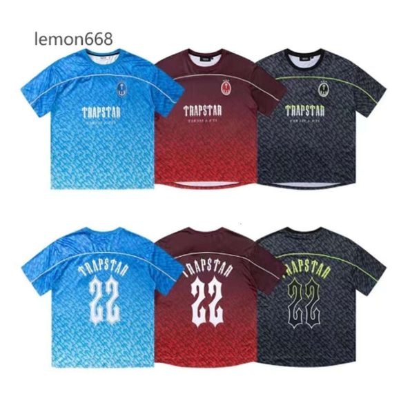 Camisetas masculinas TRAPSTAR MESH Jersey de futebol azul Black Red Men Men-Arquise Designer de T-shirt Roupas de moda 434444