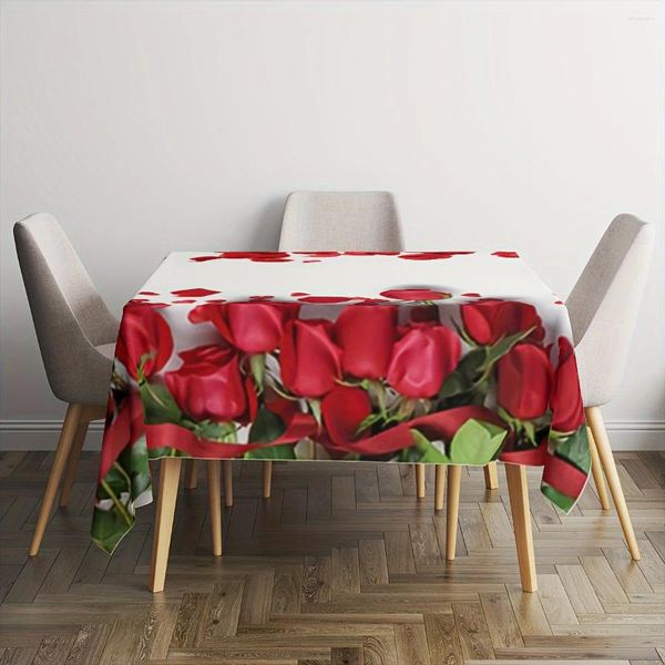 Panno da tavolo 1pc tovagliatore di San Valentino a fiori rosa kitchentablecloth decorazione per la cena da cucina rettangolare