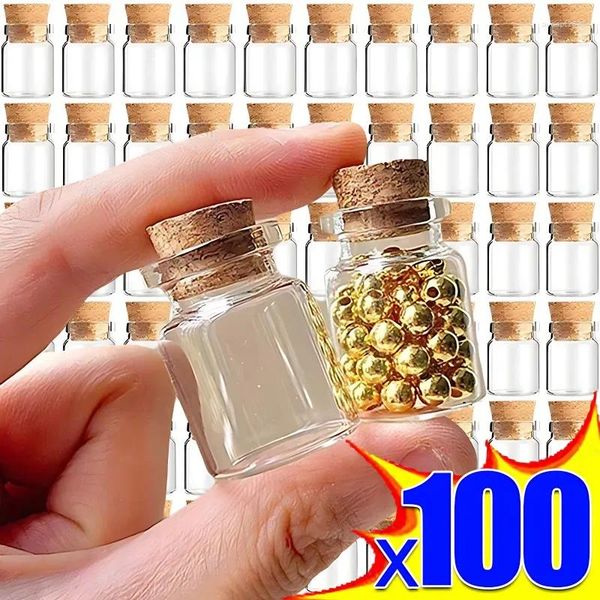 Bottiglie 10/100 pezzi Mini vetro trasparente con tappa di tappo di sughero decorazioni per feste Wishing drifting bottle barattoli fai -da -te regali