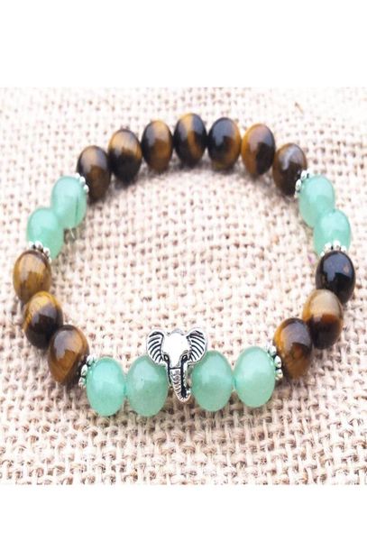 MG0756 Bracelete de charme de elefante A Bracelete de energia ocular dos tigres Bracelete de Aventurina Verde Aventurina Green Bracelet Womens Gift2856791