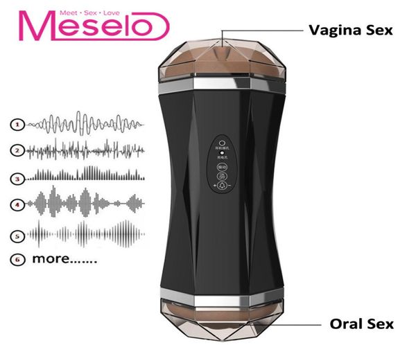 Meselo a due canali Masturbatore automatico per uomo Blowjob Vagina Realistic Sex Machine Masturbatore Masturing Adulto Sex Toys for Men Y1905409203