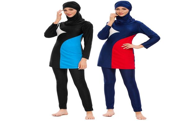 Donne musulmane costumi da bagno modesto donna da spiaggia con hijab Burkini Copertura completa 3 pezzi M0828009142