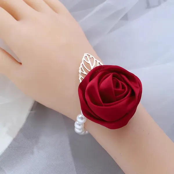 Flores decorativas 1pcs dama de honra punho de noiva Corsage Hand Flower High Class Mori Super Fairy Korean Pearl Bracelet