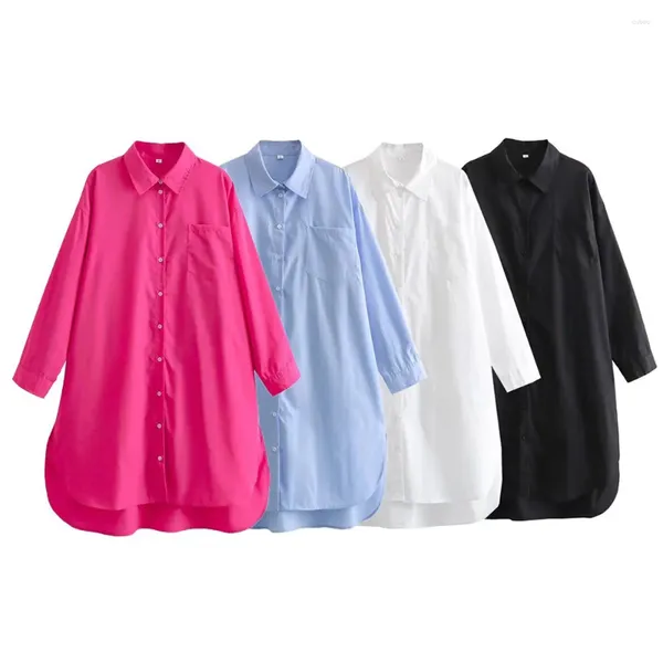 Женские блузки 2024 Мода и повседневная знаменитость такая же свободная асимметричная рубашка ретро с длинным рукавом стиль уникальный топ