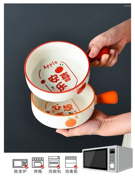 Platten Keramikgeschirr mit Griff Schüssel Unterglasur Farbe Single Ofen Spezial Reis Instant Nudeln Fruchtsalat