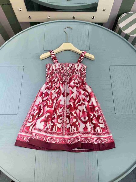 Beliebtes Baby Rock Schlingende Design Prinzessin Kleid Größe 100-150 cm Kinder Designer Kleidung Summer Rot gemustert Printing Girls Party Dress 24April