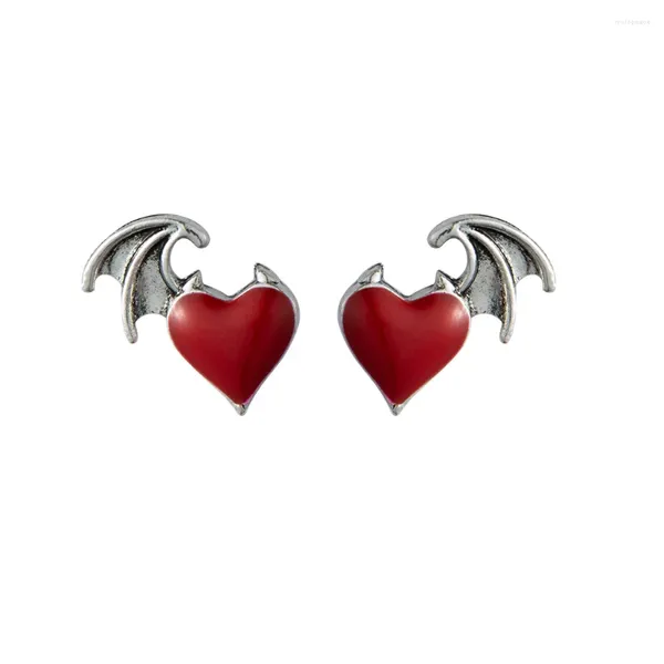 Orecchini per borchie 2024 Design a forma di cuore rosso per donna coreano di gioielli ad ala per la festa di gioielli accessori per orecchini dolci
