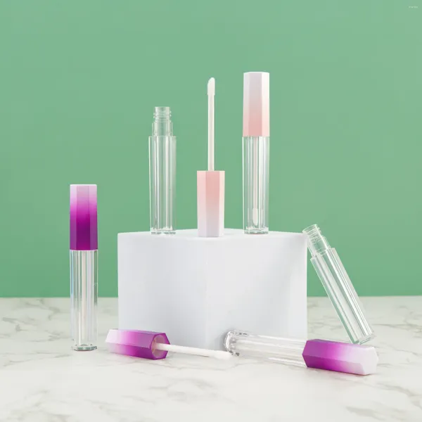 Garrafas de armazenamento Tubo de brilho labial Recipiente cosmético garrafa de 30pc de 5 ml de gradiente rosa hexagonal roxo rosa