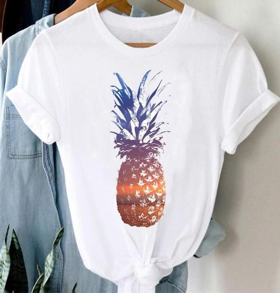 Tshirts Mulheres 90s Pineapple Beach Fruit Fashion Ladies Spring Summer Roupos de camiseta elegante Top Lady Print Girl Tee Tshirt Women3578082