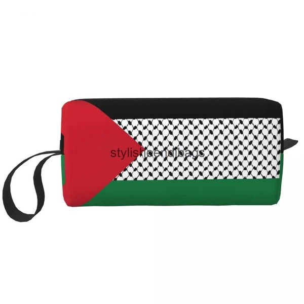 Kozmetik Çantalar Kılıflar Filistin Bayrak Makyaj Çantası Hatta Keffiyeeh Desen Kadın Trendi Cüzdan Depolama H240504