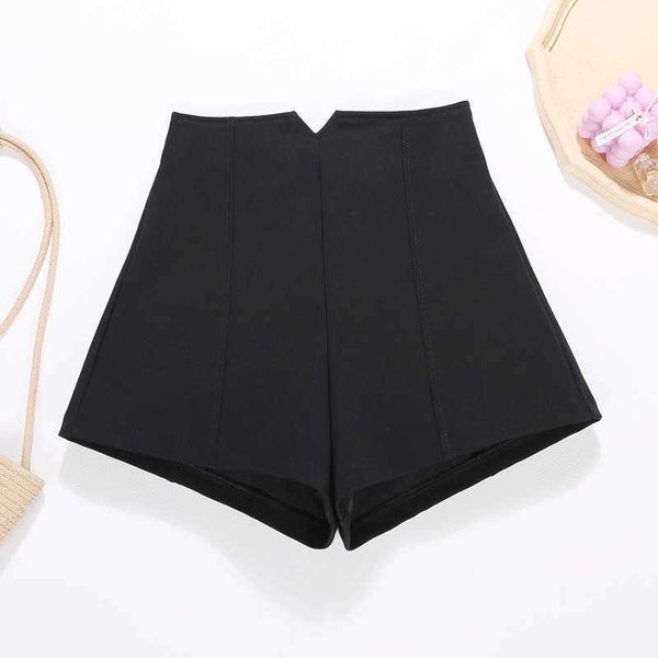 Shorts elásticos de cor sólida simples para mulheres usando calças de perna larga e magras de cintura alta que podem ser usadas de qualquer maneira para mostrar finos garotas gostosas em V 2523