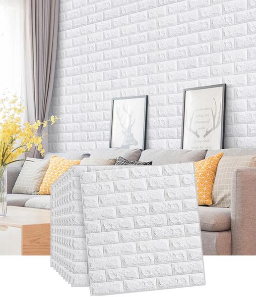 3D Duvar Kağıdı Tahtası Yapıştırıcı Köpük Gri Tuğla 70cm X1m Yatak Odası Oturma Odası Su Geçirmez Duvar Sticker Odası Dekorasyonu 240420