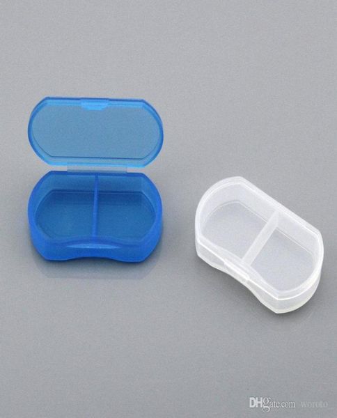 Travel portatile mini pillola in plastica scatola medicina Custodia 2 Compartimenti Gioielli per perline Organizzatore Box 6561139