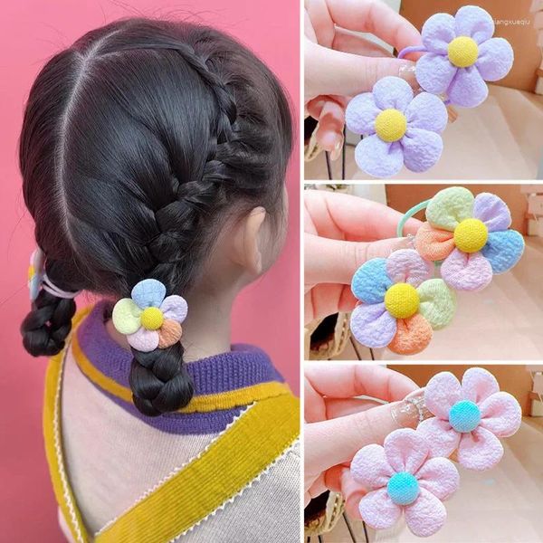 Accessori per capelli 2 pezzi di fiori dolci ragazze band elastics bands per bambini legami principessa carina baby copricapo