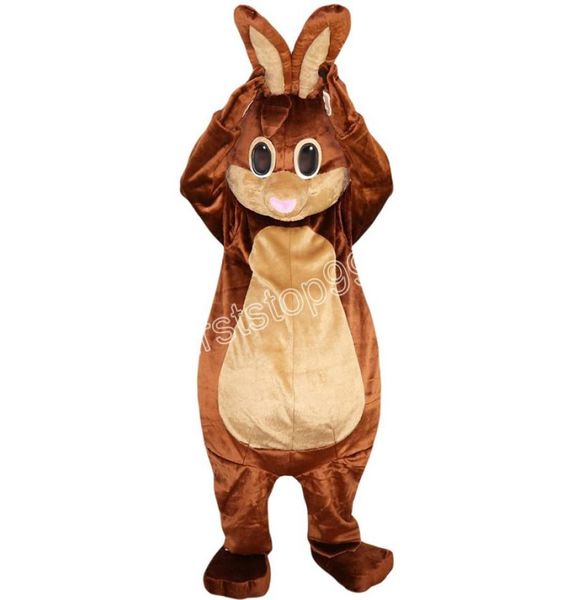 Performance Brown Rabbit Costume Bunny Mascot Costume Plush di maschera per festa per adulti Abito pasquale4637332