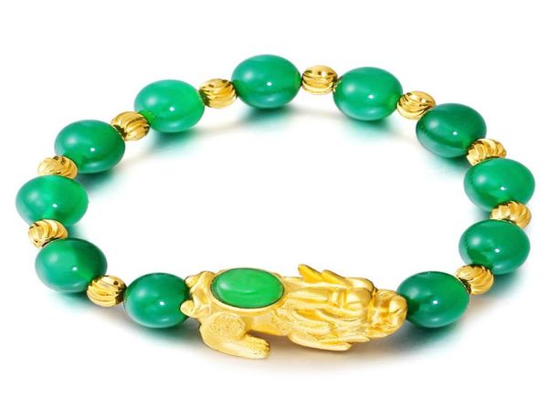 Vietnam Sand Gold Gold Pixiu Feng Shui Bracciale nero Rosso Verde Verde coppia Agate Coppia Bracciale Transfer Luck Gioielli9855449