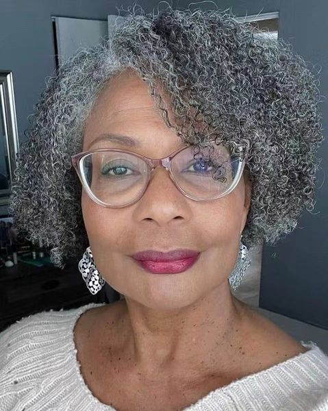 Grey Curly Bob Wigs curta prata cinza 4c Afro Kinky Curly Wigs para mulheres de sal e pimenta Máquina de peruca 130%de densidade