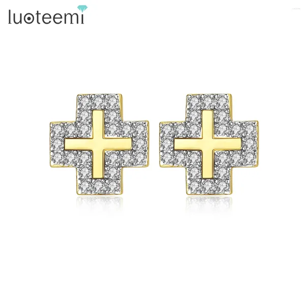 Orecchini per borchie Luoteemi Trendy Giallo Purple Cross Earrings for Women Girls Party Daily Life Gioielli Hip Hop Men Accessori all'ingrosso