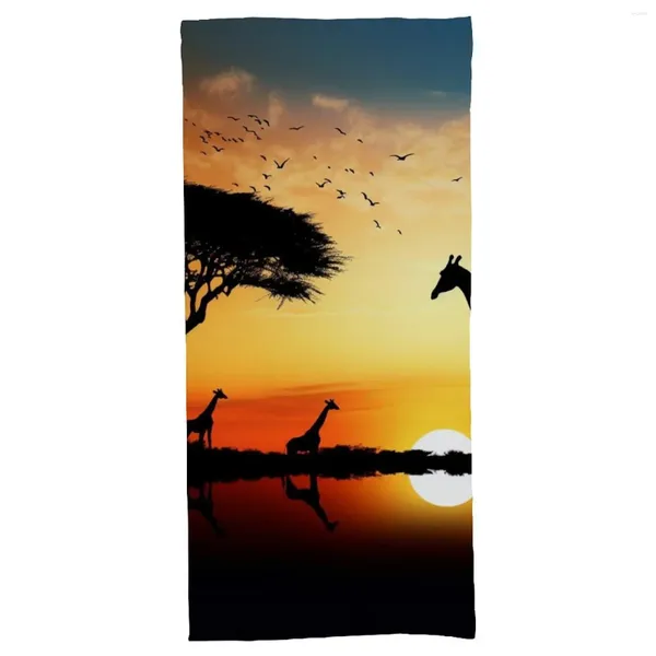 Badezubehör Set Strandtuch Giraffe Sonnenuntergang Mikrofasertücher Schwimmer Badezimmer 27.6 