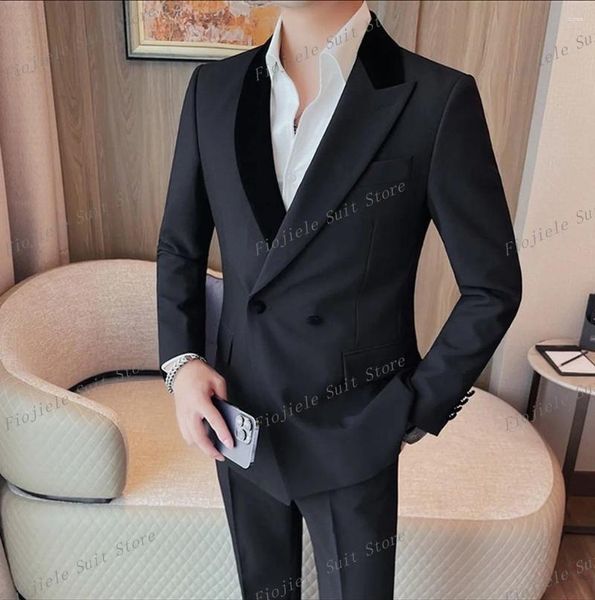 Ternos masculinos Slim Fit Men Business Suit Groom Groomsman Wedding Party Ocidental Formal Tuxedos 2 Peça calças de jaqueta