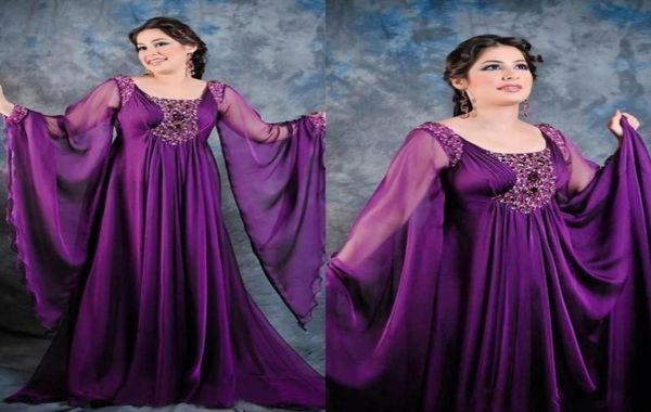 Poeta taglie forti lunghi in rilievo 2020 nuovo scoop viola chiffon lungo abito madre formale dubai arabo kaftan abaya abiti da sera 43802774