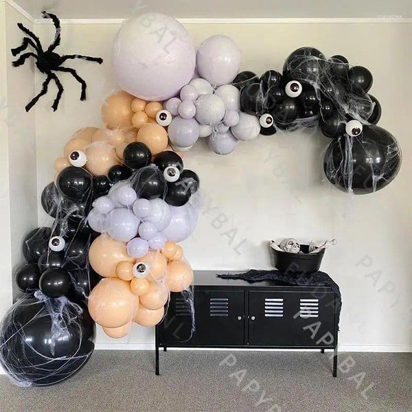 Decorazione per feste 1Set Halloween Balloons Arch Garland Kit nero Purple Latex Balloon Tema FORNITÀ CASA GLOBO DAY