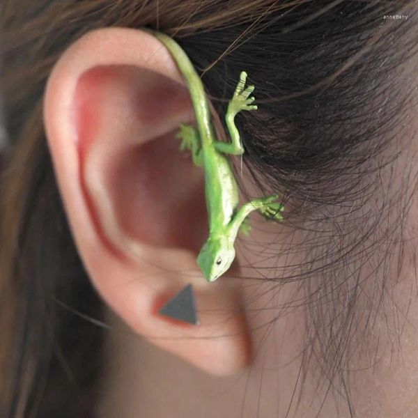 Rücken Ohrringe Ins übertriebene Echsenohrclip ohne Loch Mode kreatives Nischendesign Gecko Knochentier
