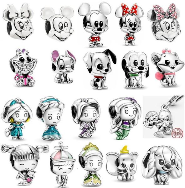 Fashion 925 Sterling Silver Charms Logo Beds Designer Diy Mouse Princess Original Fit Bracelet Boys Girls Pending Pingents Jewelry Gifts8097474