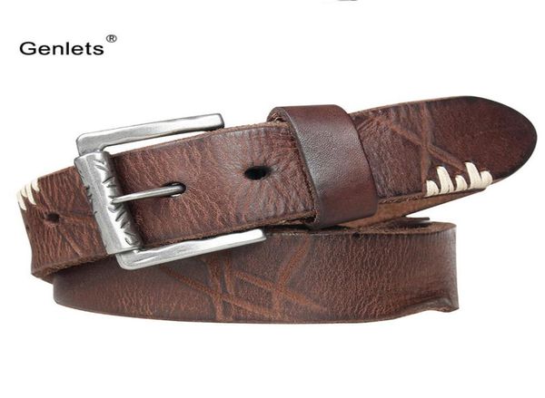 Luxus echte Ledergürtel Männer Vintage Buckle Men039s Gürtel handgefertigtes Jeansgurt gute Qualität Kuh Haut junge Multi -Farbe Y190516261601