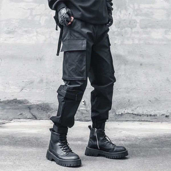 Мужские брюки черные многокачественные мотоциклетные байкерские байкеры.