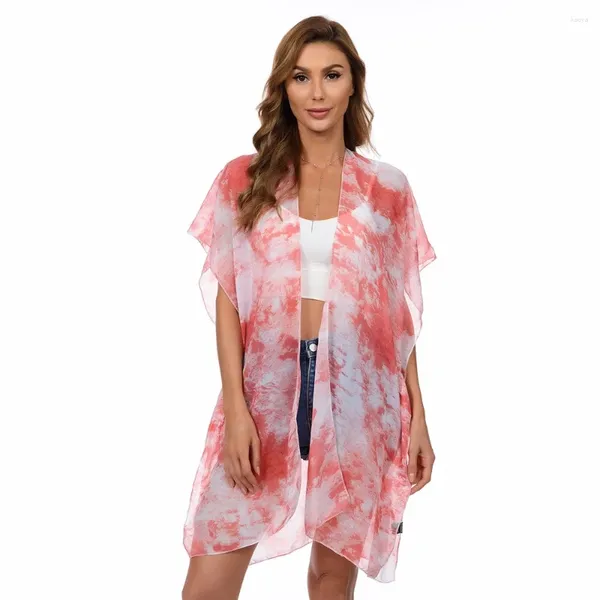 Roupas de praia verão chiffon protetora solar xale cardigan biquíni blusa à beira -mar lazer Fashion Spring Spring