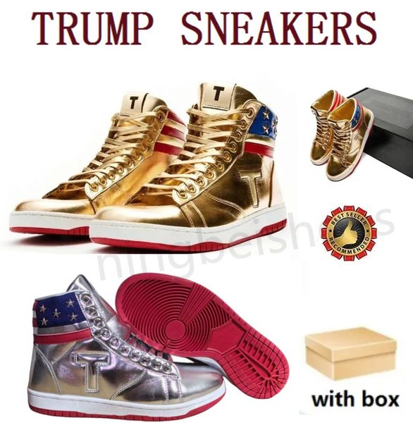 T Trump Basketball Sapatos casuais Novo The Never Surrender High Top Designer Silver