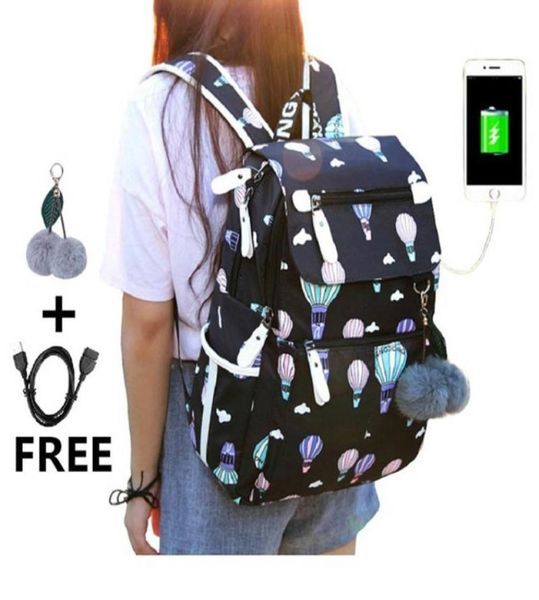 Nuovo zaino per la scuola media con borse per la scuola di ricarica USB per una borsa da viaggio per ragazze BOOKBAG Plusch Big Girl Girl Schoolbag Y1905303171876