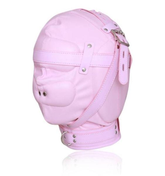 Alta qualidade Soft Soft Leather Gimp Hood Full Máscara Privação Sensorial Q768609301