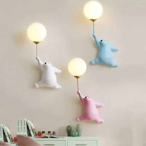 Lampada da parete Orso palloncino per bambini camerette per bambini Luce da letto per bambini con illuminazione con scarico di luna 3D