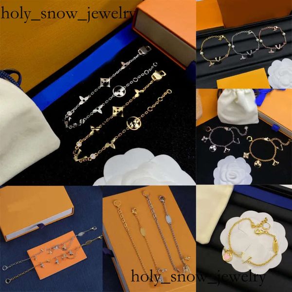 Louiseviution Colar Jóias de jóias de designer de luxo para mulher clássica Crystal Cryver Flor Star letra Charme Bracelet Chain Jóias de moda 4 4241