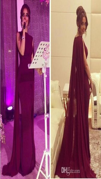 2020 Novo vestido de celebridade do tapete vermelho vintage novo com longa capa de chiffon envolve os vestidos de noite do baile paquistaneses árabes MA6914076