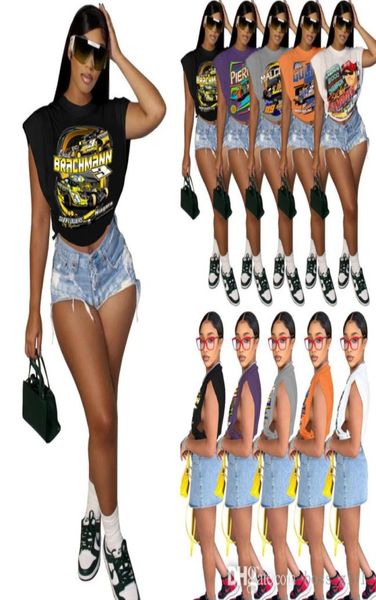 2022 Womens Designer Top Cool Racing Printed T -Shirt und Side Cut T -Shirt8556638