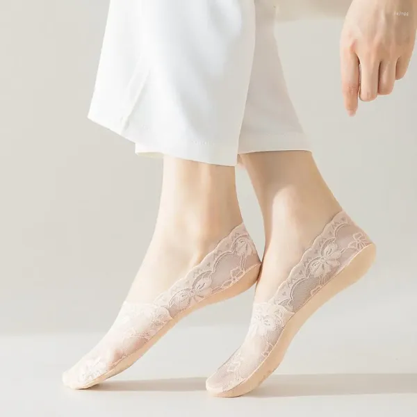 Frauen Socken Soft Mesh Spitze Fashion Elastizität flacher, niedrig geschnittener Liner atmungsaktueller Sox Blumenscheibe