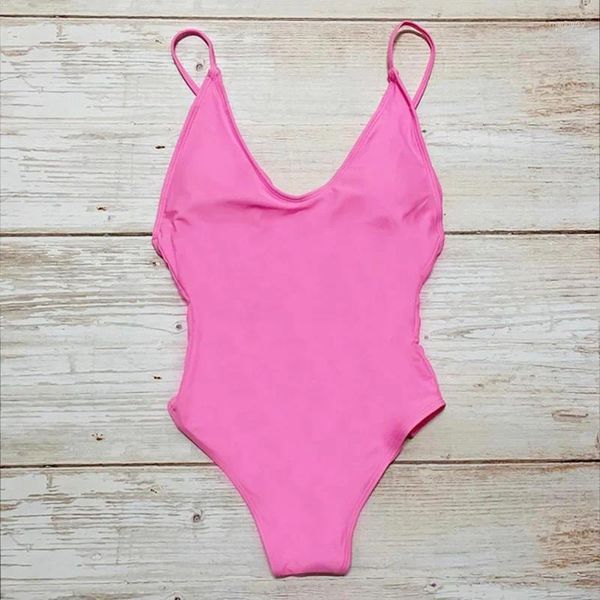 Mulher de banho sólida feminina Mulher de banho sólida 2024 One Piece Sexy Solding Bathing Suit de banheira Maillot de Bain Swimming Swimming Monokini